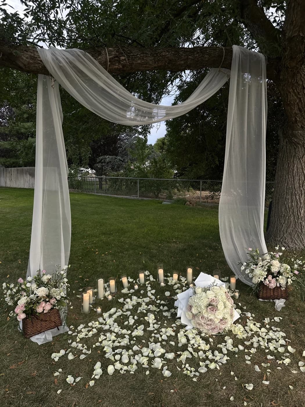 Proposal setup — floral arch