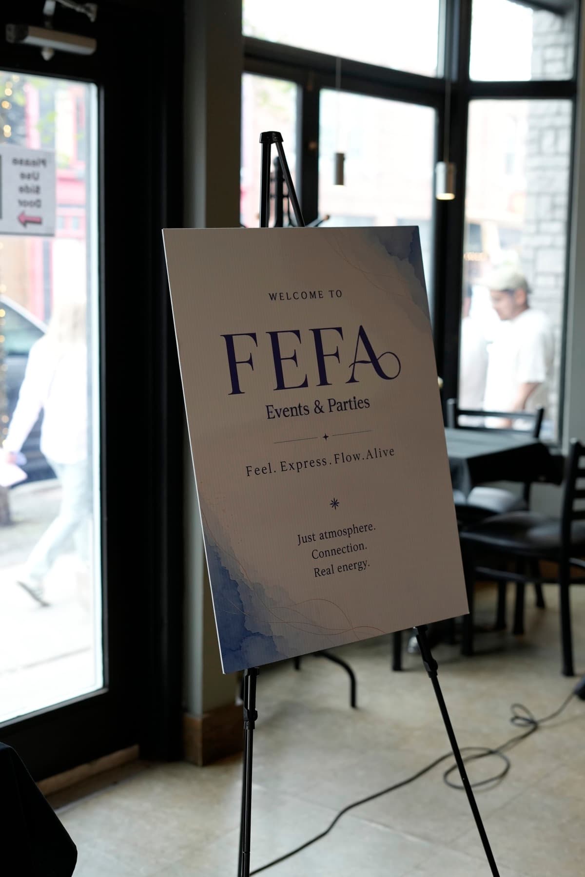 FeFa event welcome sign