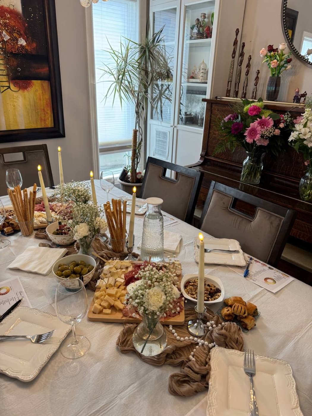 Intimate wine tasting dinner table